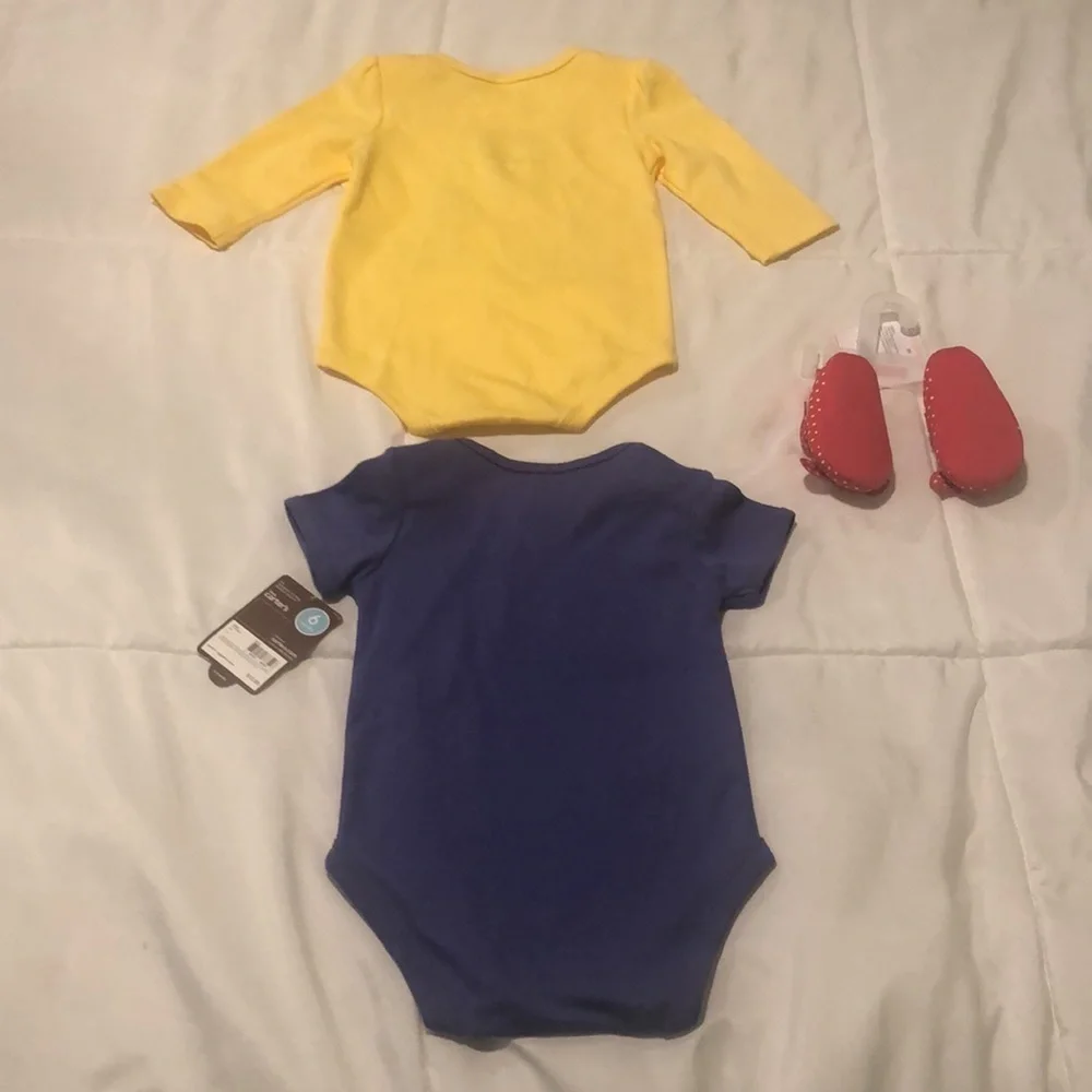 NWT set of 2 baby onesies and size one baby shoes